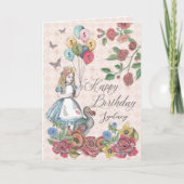 Alice im Wunderland Fairytale Happy Birthday Card Karte (Vorderseite)