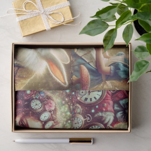 Alice im Wunderland Fantasy Art Decoupage Seidenpapier (Geschenk)