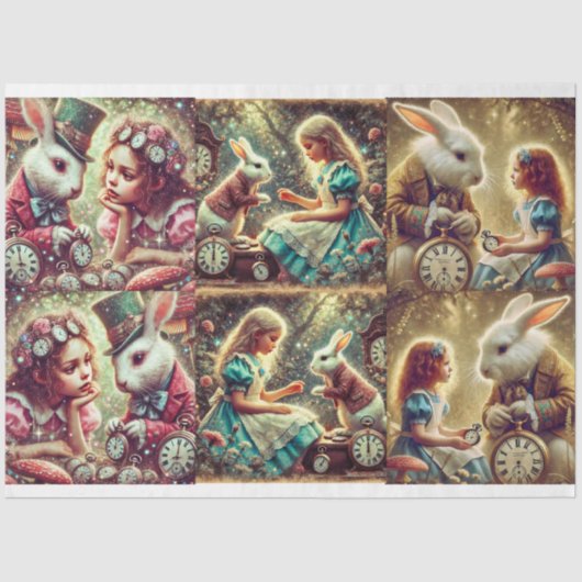Alice im Wunderland Fantasy Art Decoupage Seidenpapier (Vorderseite)