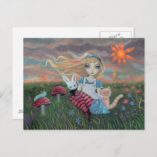 Alice im Wunderland Fantasy Art Postkarte (Vorne/Hinten)