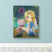 Alice im Wunderland Fantasy Fairytale Kunst, Dicht Leinwanddruck (Insitu (Holzboden))