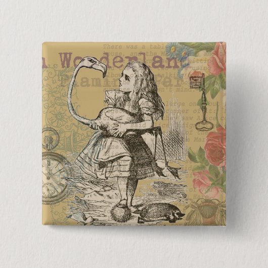 Alice im Wunderland Flamingo Classic Button (Vorderseite)