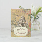 Alice im Wunderland Flamingo Classic Einladung (Stehend Vorderseite)