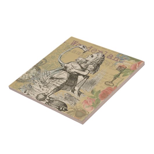 Alice im Wunderland Flamingo Classic Fliese (Seite)