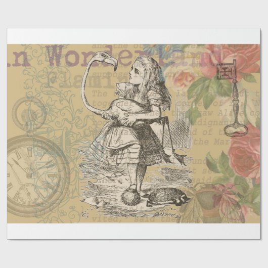 Alice im Wunderland Flamingo Classic Geschenkpapier (Flach)
