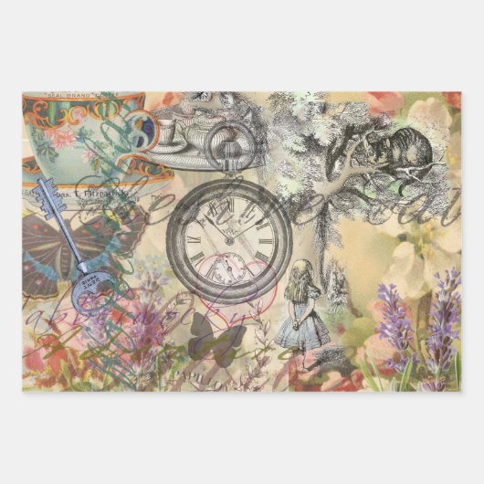 Alice im Wunderland Flamingo Classic Geschenkpapier Set (Vorderseite 2)