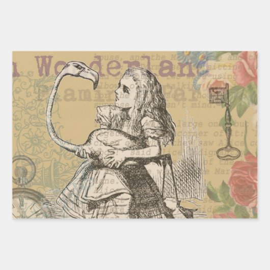 Alice im Wunderland Flamingo Classic Geschenkpapier Set (Vorderseite)