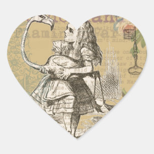 Alice im Wunderland Flamingo Classic Herz-Aufkleber