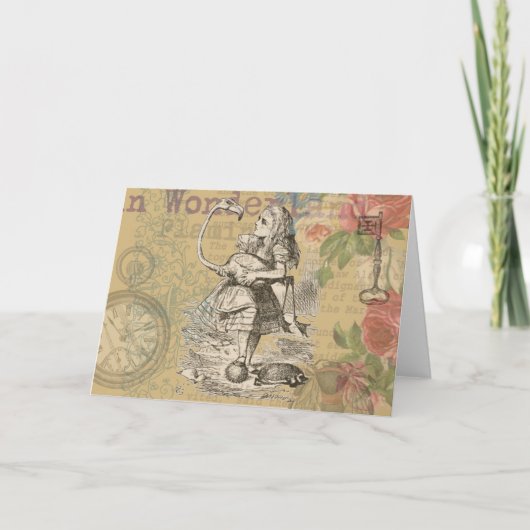 Alice im Wunderland Flamingo Classic Karte (Vorderseite)