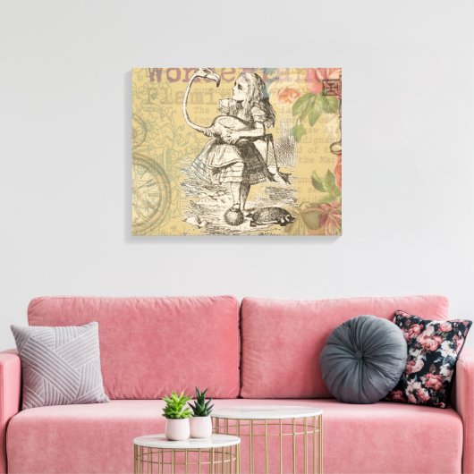 Alice im Wunderland Flamingo Classic Leinwanddruck (Insitu (Wohnzimmer))