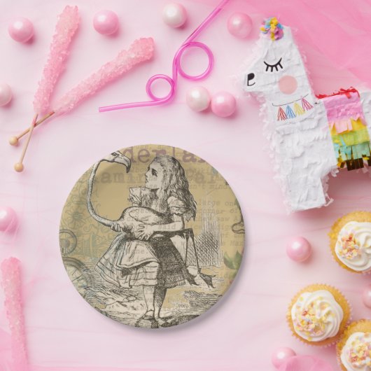 Alice im Wunderland Flamingo Classic Pappteller (Party)