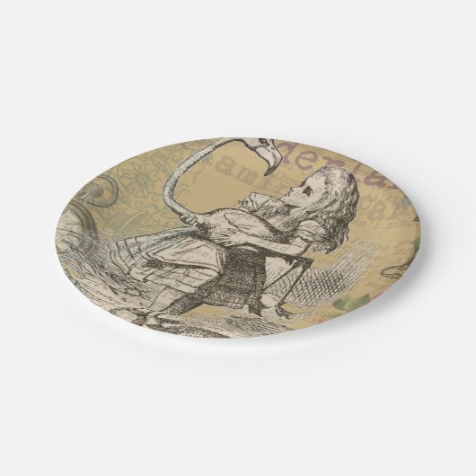 Alice im Wunderland Flamingo Classic Pappteller (Schrägansicht)