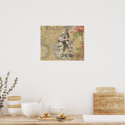 Alice im Wunderland Flamingo Classic Poster (Küche)