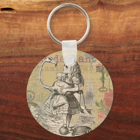 Alice im Wunderland Flamingo Classic Schlüsselanhänger (Vorderseite)