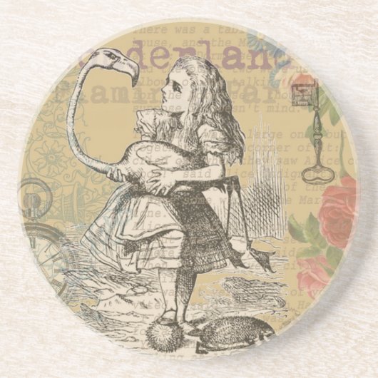 Alice im Wunderland Flamingo Classic Untersetzer (Vorne)