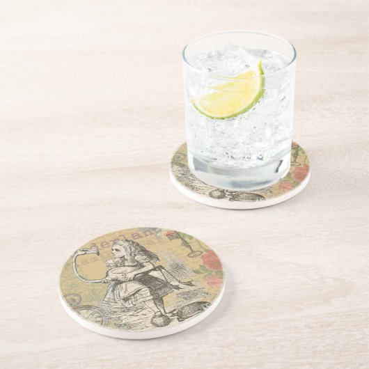 Alice im Wunderland Flamingo Classic Untersetzer (Seite)