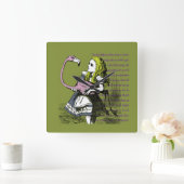 Alice im Wunderland | Flamingo Croquet Quadratische Wanduhr (Zuhause)
