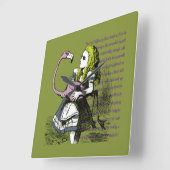 Alice im Wunderland | Flamingo Croquet Quadratische Wanduhr (Winkel)