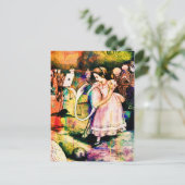 Alice im Wunderland Flamingo Croquet Watercolor Postkarte (Stehend Vorderseite)