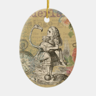 Alice im Wunderland Flamingo Klassiker Keramikornament