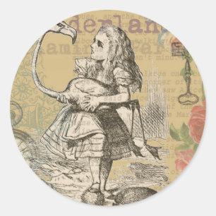 Alice im Wunderland Flamingo Klassiker Runder Aufkleber