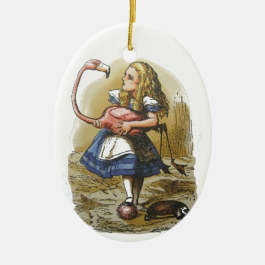 Alice im Wunderland-Flamingo-Verzierung Keramik Ornament (Vorne)