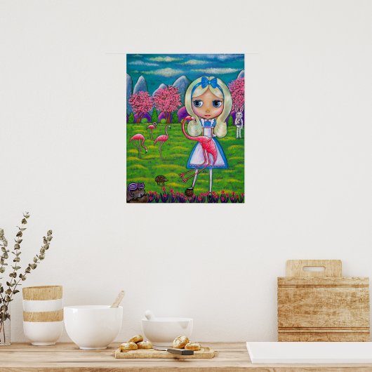 Alice im Wunderland & Flamingos Kanbit Igel Poster (Küche)