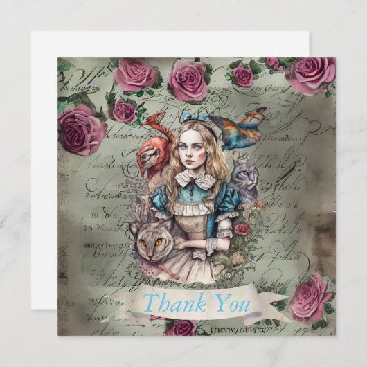 Alice im Wunderland Flat Danke Karte (Vorne/Hinten)
