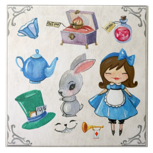 Alice im Wunderland Fliese (Vorderseite)