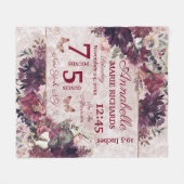 Alice im Wunderland Floral Baby Birth Stats Fleecedecke (Vorderseite (Horizontal))