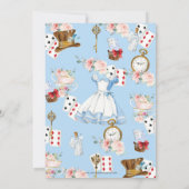 Alice im Wunderland Floral Baby Dusche Tee Party Einladung (Rückseite)