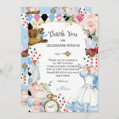 Alice im Wunderland Floral Birthday Tee Party Dankeskarte (Vorne/Hinten)