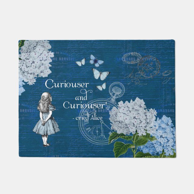 Alice im Wunderland Floral Blue Doormat Fußmatte (Vorderseite)
