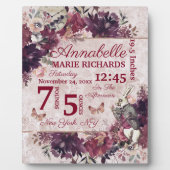Alice im Wunderland Floral Custom Baby Birth Stats Fotoplatte (Vorderseite)