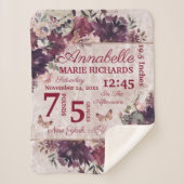 Alice im Wunderland Floral Custom Baby Birth Stats Sherpadecke (Vorderseite)