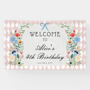 Alice im Wunderland Floral Geburtstagsparty Banner