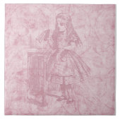 Alice im Wunderland Floral Pink Alice mit Flasche Fliese (Vorderseite)