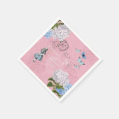 Alice im Wunderland Floral Pink Blue Paper Napkins Serviette (Ecke)