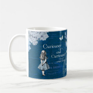 Alice im Wunderland Florales Blaues Kaffeetasse