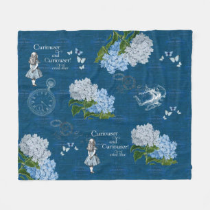 Alice im Wunderland Florales Blaues Wurfdecke Fleecedecke