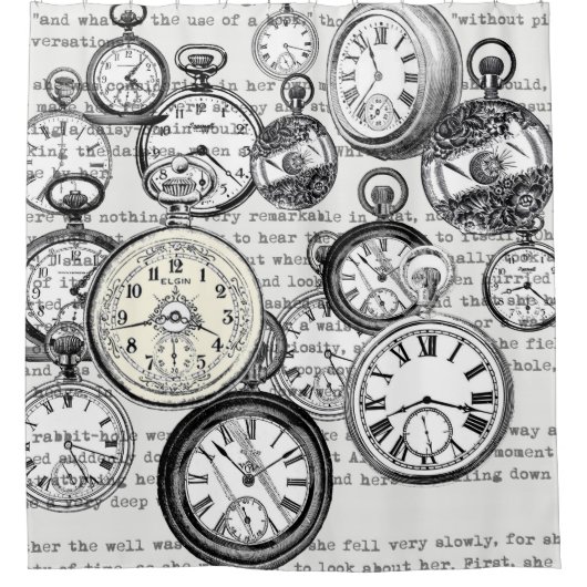 Alice im Wunderland für viktorianische Pocket Watc Duschvorhang (Vorderseite)