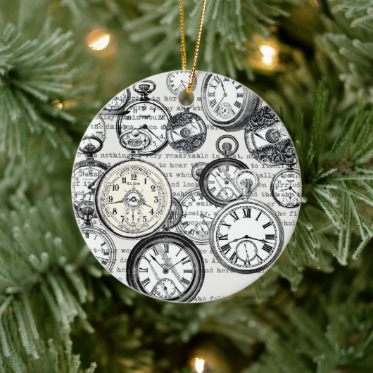 Alice im Wunderland für viktorianische Pocket Watc Keramik Ornament (Baum)