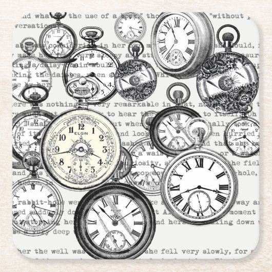 Alice im Wunderland für viktorianische Pocket Watc Rechteckiger Pappuntersetzer (Vorderseite)