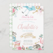Alice im Wunderland Geburtstag Einladung (Vorne/Hinten)
