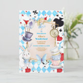 Alice im Wunderland Geburtstag Einladung (Stehend Vorderseite)