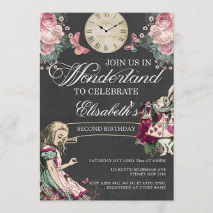 Alice im Wunderland Geburtstag Einladung