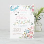 Alice im Wunderland Geburtstag Einladung (Stehend Vorderseite)