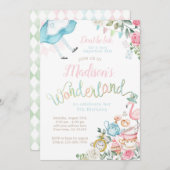 Alice im Wunderland Geburtstag Einladung (Vorne/Hinten)