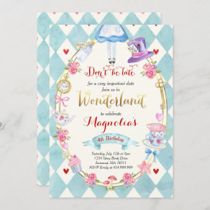 Alice im Wunderland Geburtstag Einladung Tee Party