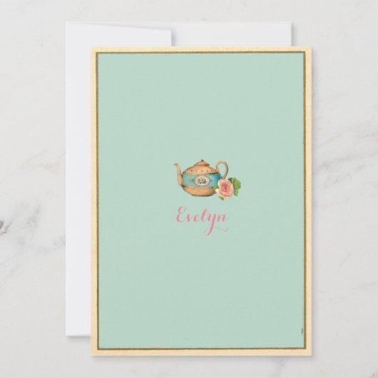 Alice im Wunderland Geburtstag Einladung Türkis (Rückseite)